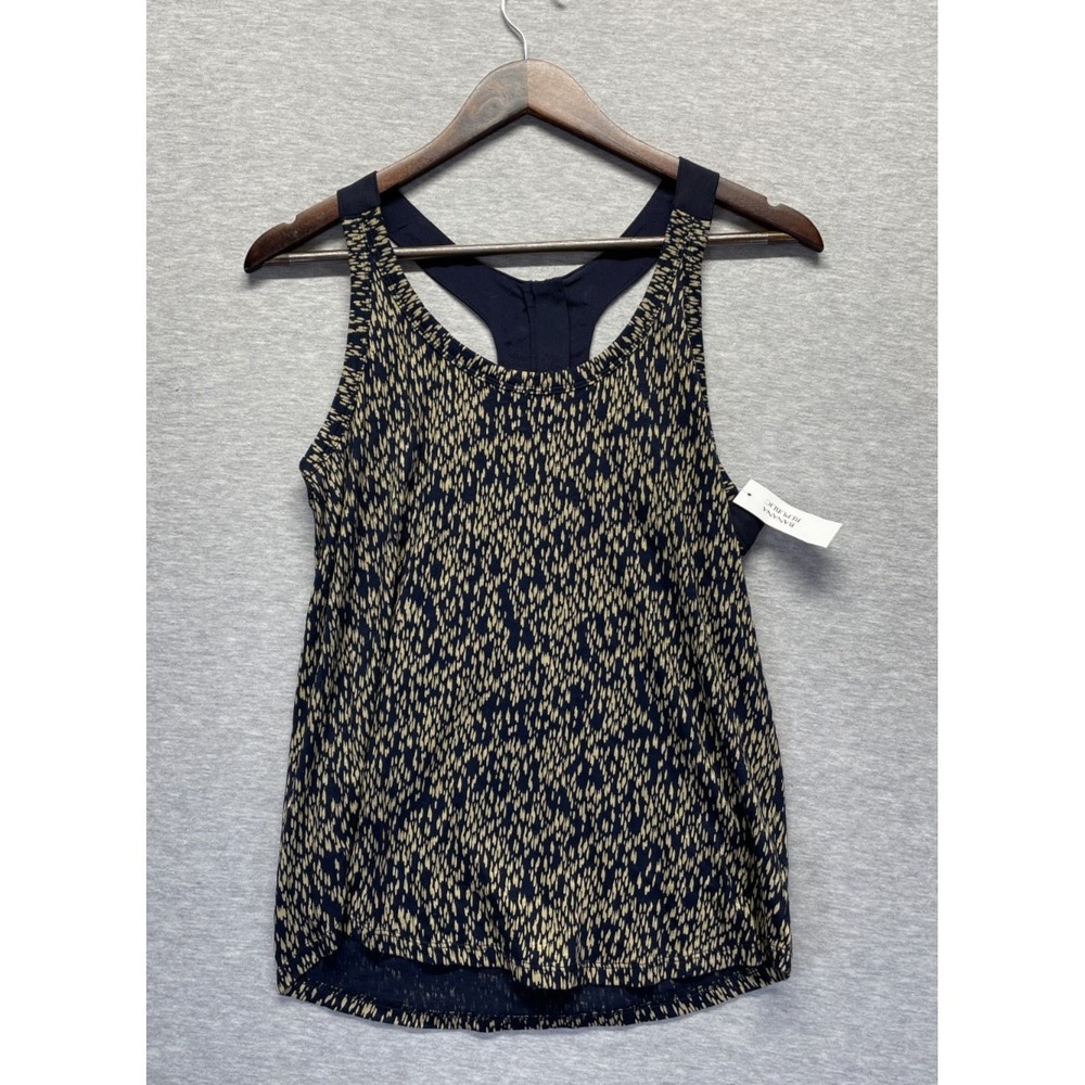 Banana Republic Tank Top Womens Petite Small Dark Blue Abstract Print Racerback